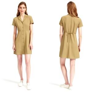 New Everlane The Japanese GoWeave Notch Shirtdress Green Women 4 NWT